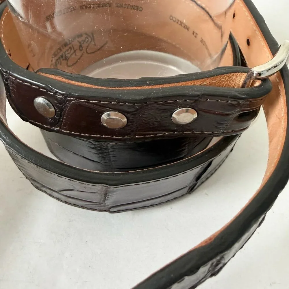 Rod Patrick Mens Western Belt Brown Genuine Caiman Leather 1.5
